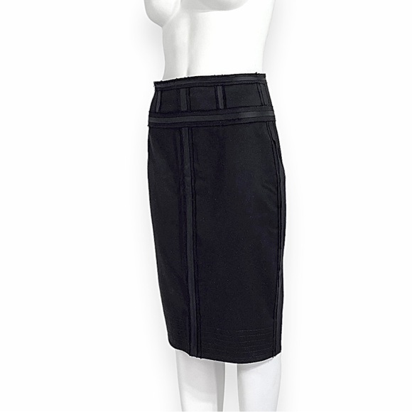 Robert Rodriguez Window Pane Straight Pencil Skirt Black - Picture 4 of 13